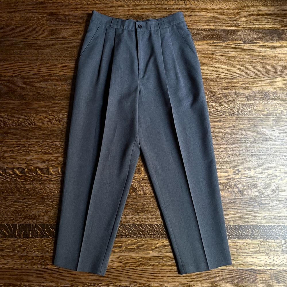 Vintage Charcoal Pleated Trousers
